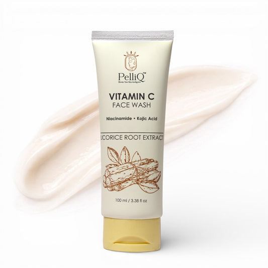 PelliQ Vitamin C Face Wash – Brightening Cleanser with Niacinamide & Kojic Acid (100 ml)