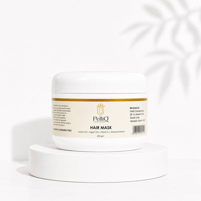PelliQ Hair Mask with Jojoba Oil, Argan Oil & Vitamin E | Deep Conditioning & Repair | All Hair Types | 200 g