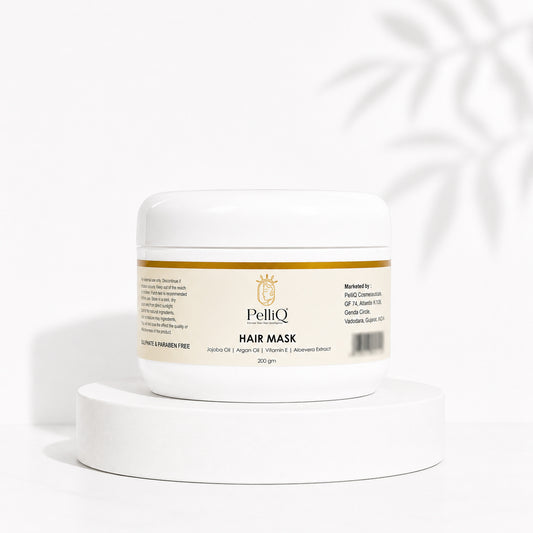 PelliQ Hair Mask with Jojoba Oil, Argan Oil & Vitamin E | Deep Conditioning & Repair | All Hair Types | 200 g