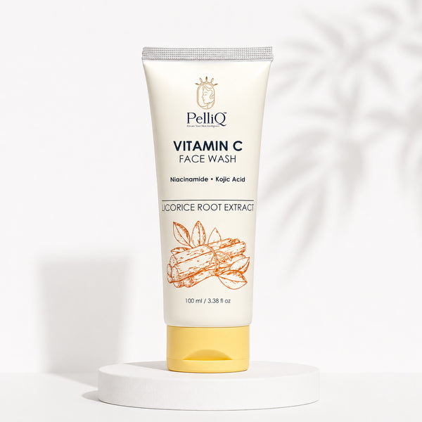 PelliQ Vitamin C Face Wash – Brightening Cleanser with Niacinamide & Kojic Acid (100 ml)